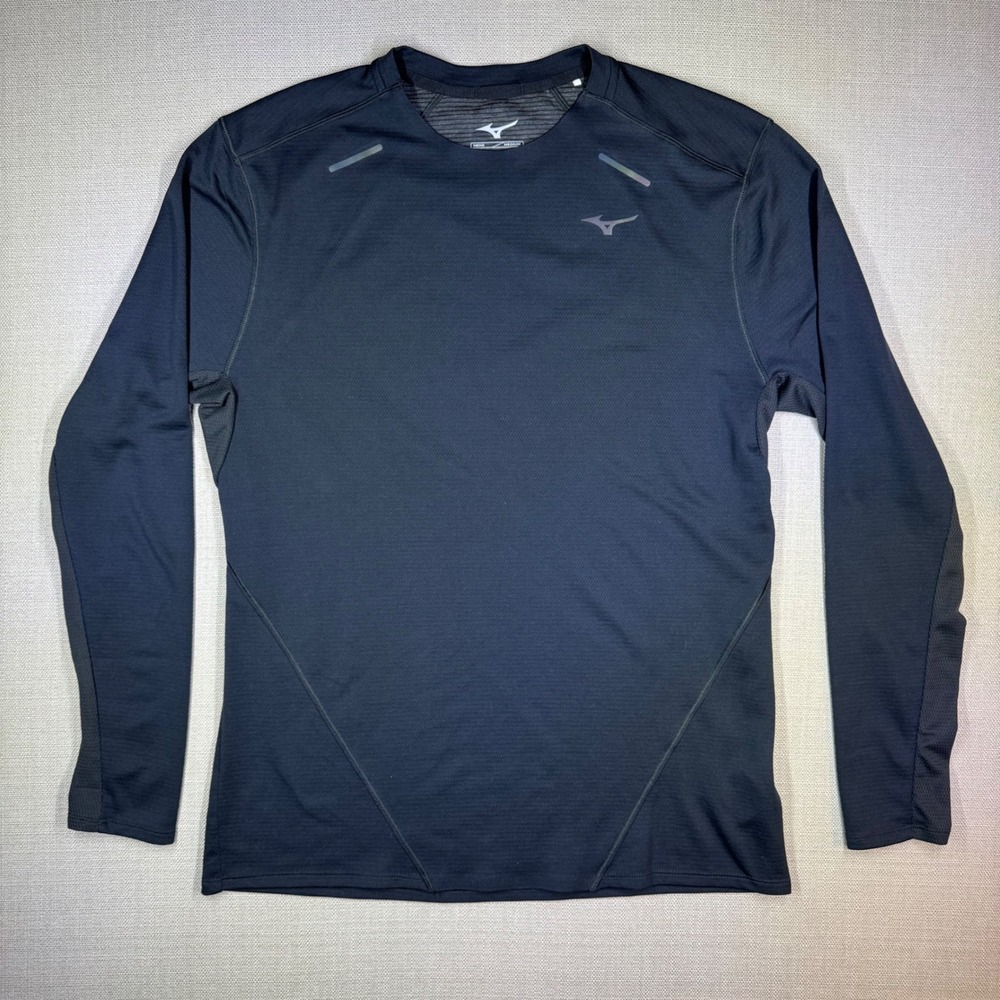 Mizuno Mens Long Sleeve Running Shirt Black Reflective Performance Top Medium